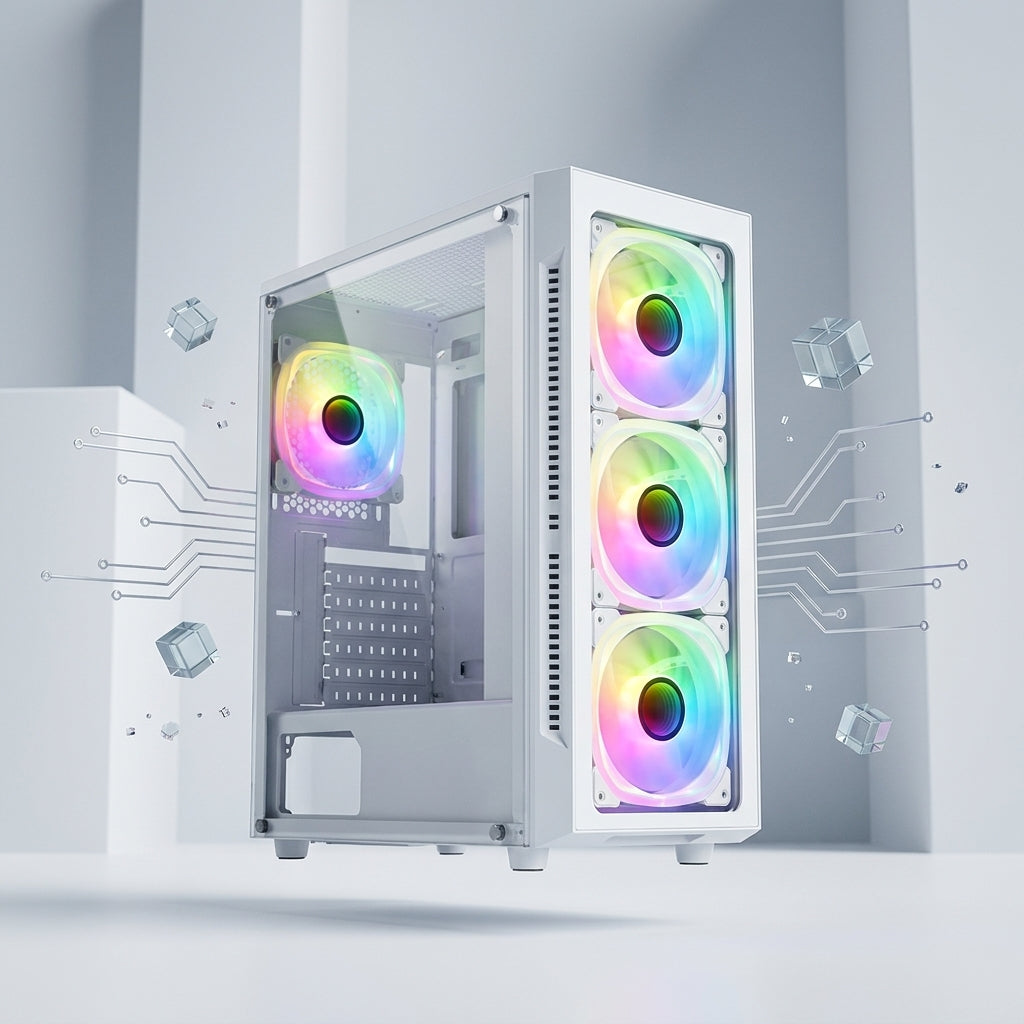 WE - AURA NX CABINET 3 RGB MESH & GLASS FRONT, USB 3.0, HD AUDIO | MIC TEMPERED SIDE GLASS | 1 YEAR WARRANTY