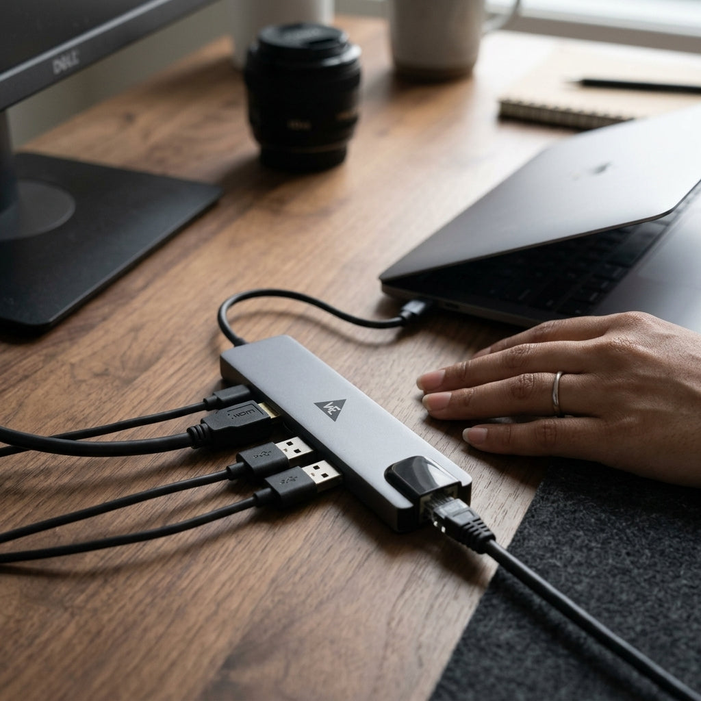 WE CHC62 6‑in‑1 Type‑C Dock with Dual 100W Power delivery, USB Hub, 4K HDMI, Ethernet – Metal Body, 1 Year Warranty