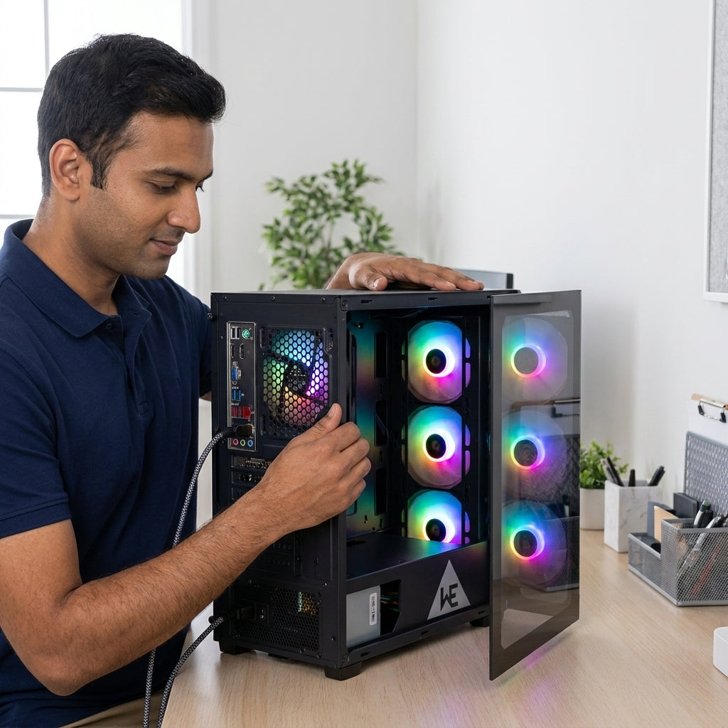 WE PHANTOM GAMING CABINET TEMPERED GLASS SIDE PANEL ATX | M-ATX SUPPORT 4 PRE-INSTALLED RGB FANS 240 AND 360 WATER COOLER SUPPORT MESH | GLASS FRONT
