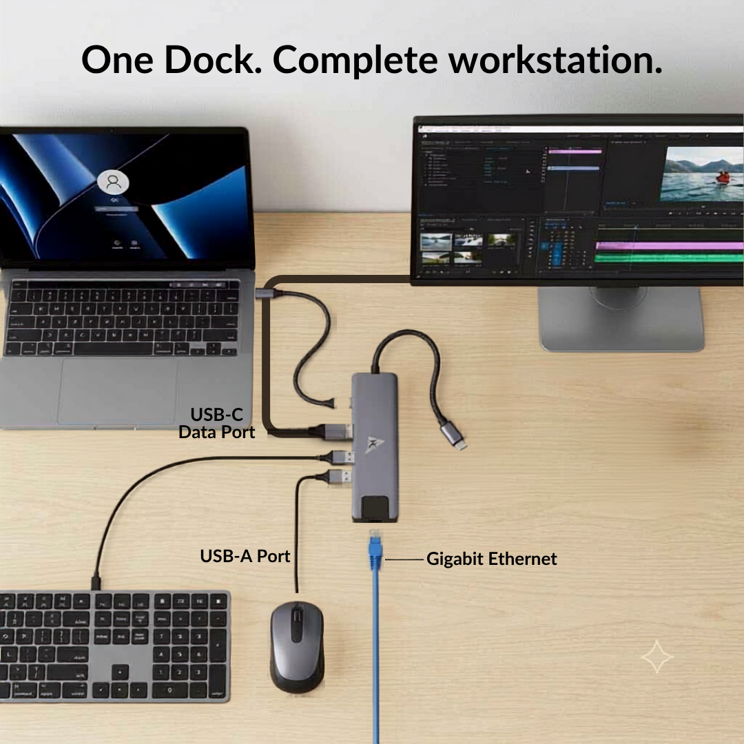 WE CHC62 6‑in‑1 Type‑C Dock with Dual 100W Power delivery, USB Hub, 4K HDMI, Ethernet – Metal Body, 1 Year Warranty