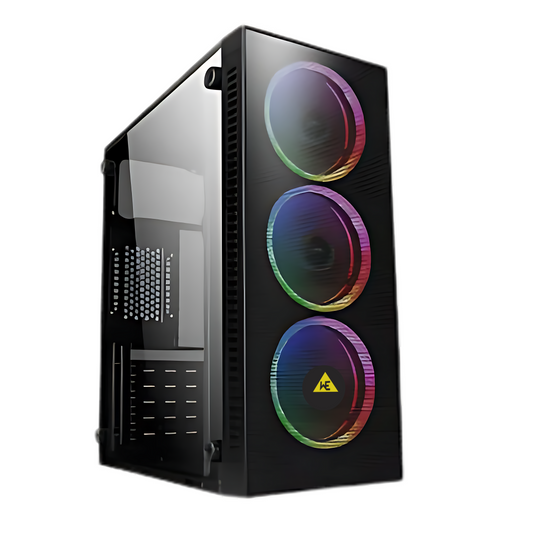 WE AURA  PREMIUM CABINET 3 RGB FAN INBUILT FRONT GLASS / MESH OPTION , BLACK & WHITE COLOR - 1 YEAR WARRANTY