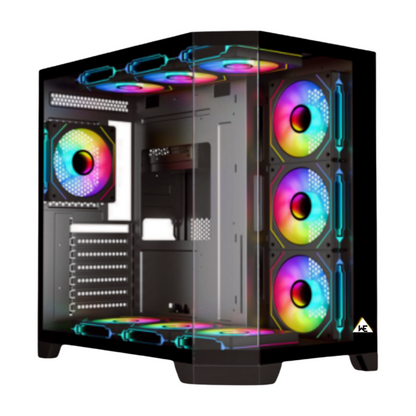 WE HELSINKI Premium Gaming Cabinet – ATX | Micro-ATX Support – Sleek Matte Finish – Enhanced Airflow – Tool-Free Build – 1 Year Warranty