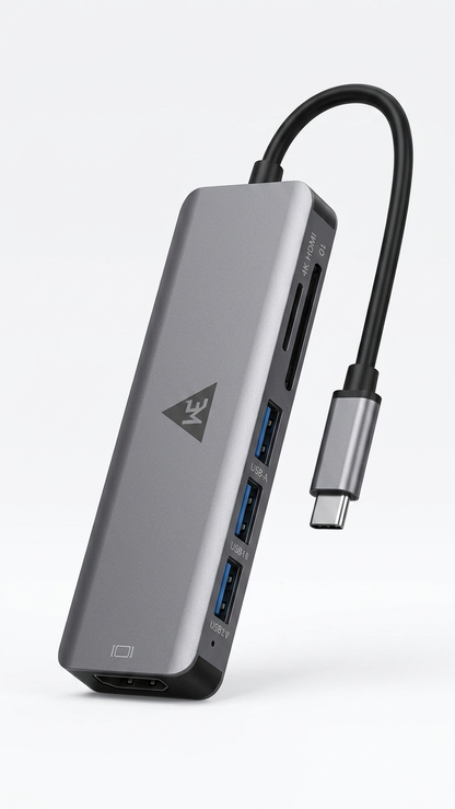 WE - CHC61 6-IN-1 TYPE-C DOCK WITH  3 X USB PORT  1 X 4K HDMI  1 X SD & 1 X MICRO SD CARD READER  METAL BODY 1 YEAR WARRANTY