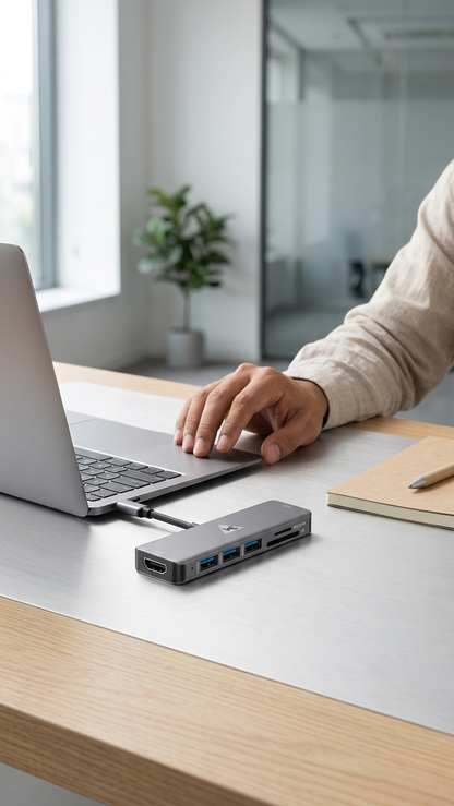 WE - CHC61 6-IN-1 TYPE-C DOCK WITH  3 X USB PORT  1 X 4K HDMI  1 X SD & 1 X MICRO SD CARD READER  METAL BODY 1 YEAR WARRANTY