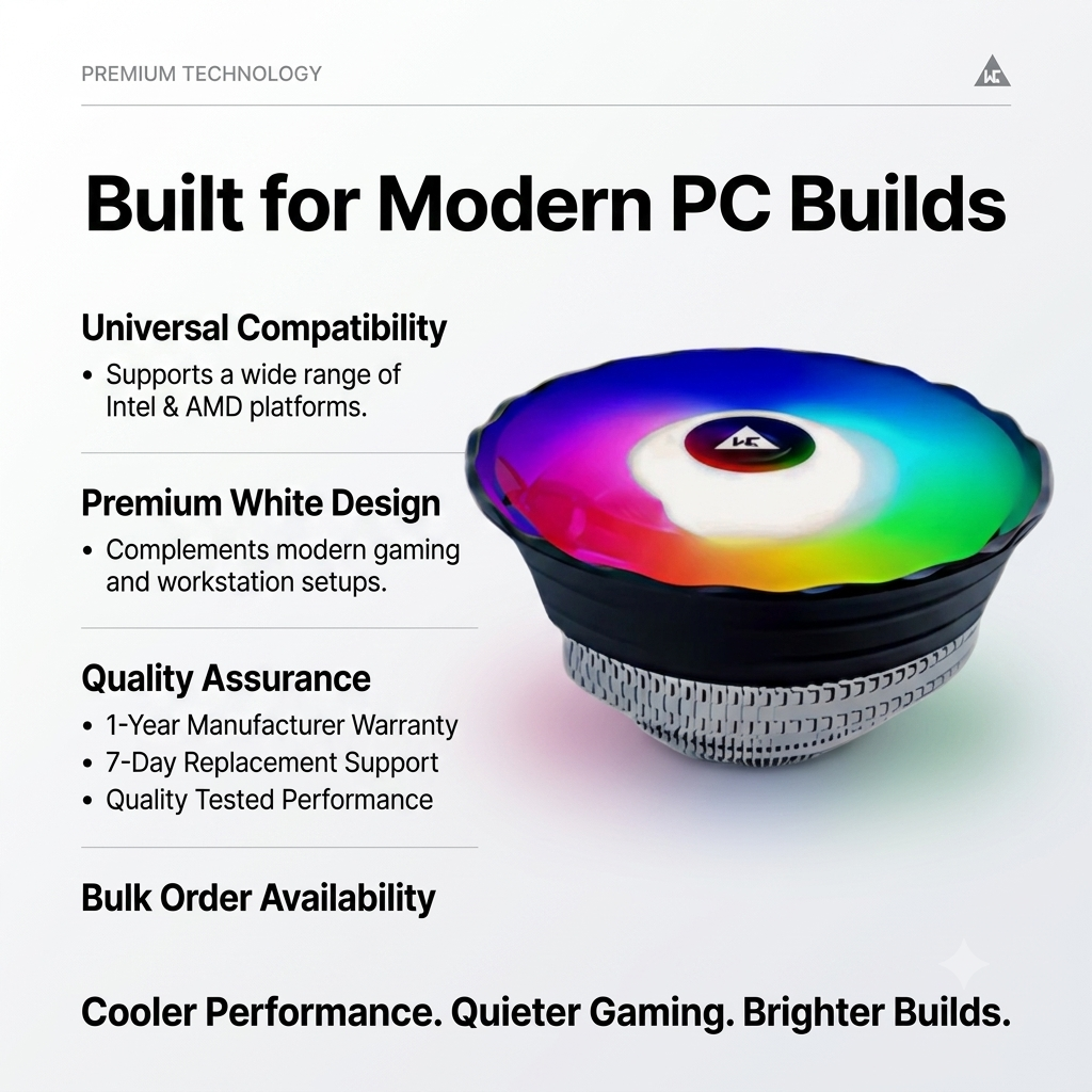 WE Halo LED 120mm RGB CPU Cooling Fan – Intel & AMD Compatible