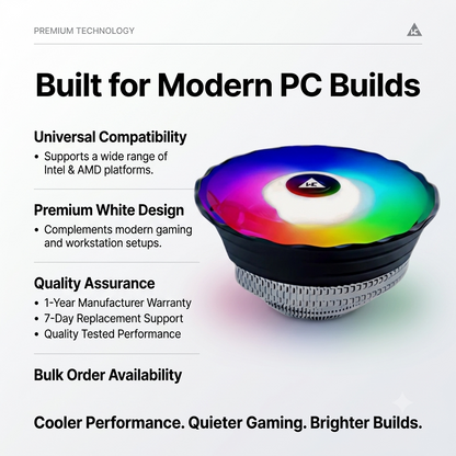 WE Halo LED 120mm RGB CPU Cooling Fan – Intel & AMD Compatible