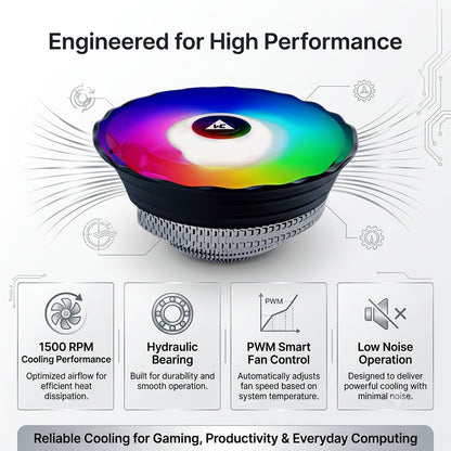 WE Halo LED 120mm RGB CPU Cooling Fan – Intel & AMD Compatible