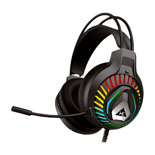 WE RAVE RGB GAMING HEADSET OVER-EAR USB WIRED 7.1 SURROUND SOUND  BUILT-IN MIC RGB LIGHTING BLACK