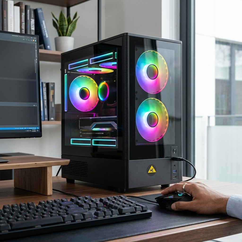 WE - RIO PREMIUM CABINET – 3 RGB FAN INBUILT 240 WATER COOLER SUPPORT 3.0 USB | HD AUDIO SLOT  |  MAGNETIC FILTER SIDE TEMPERED GLASS  |  1 YEAR WARRANTY