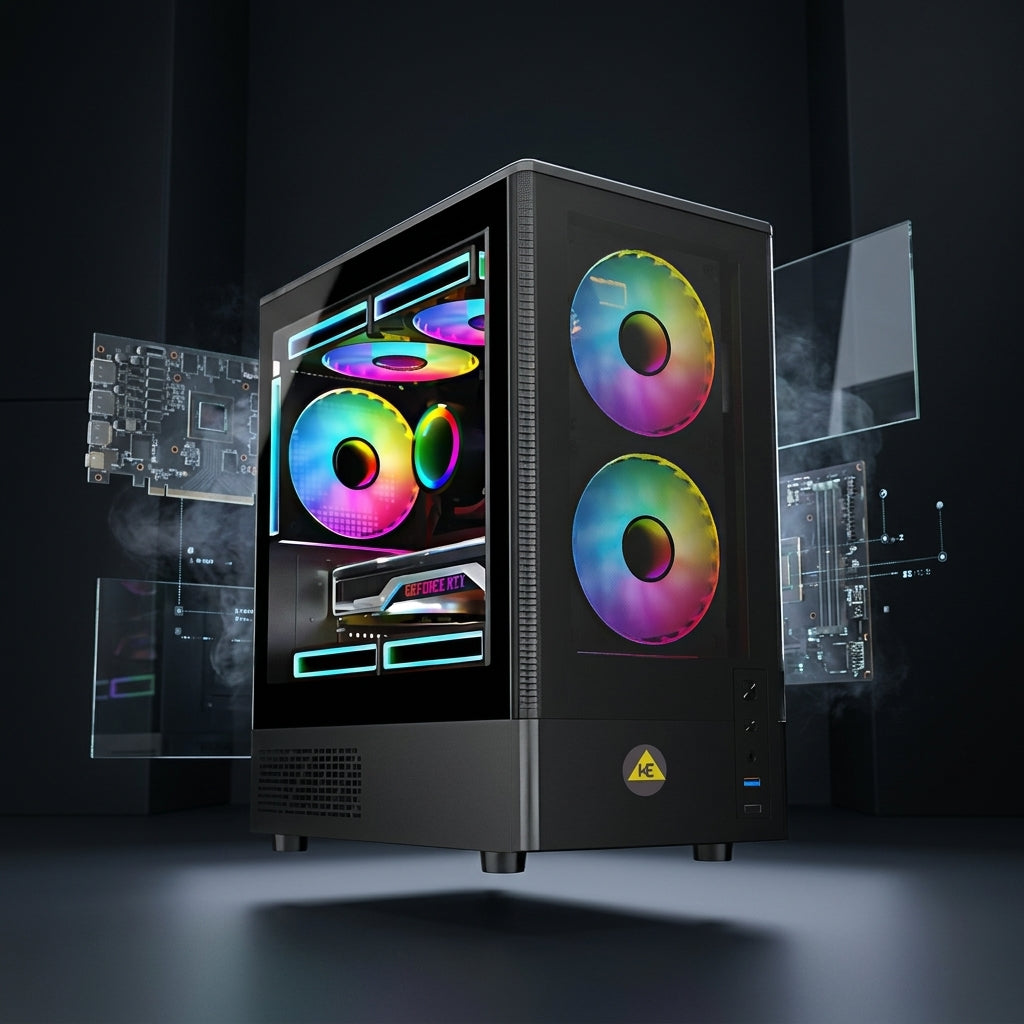 WE - RIO PREMIUM CABINET – 3 RGB FAN INBUILT 240 WATER COOLER SUPPORT 3.0 USB | HD AUDIO SLOT  |  MAGNETIC FILTER SIDE TEMPERED GLASS  |  1 YEAR WARRANTY