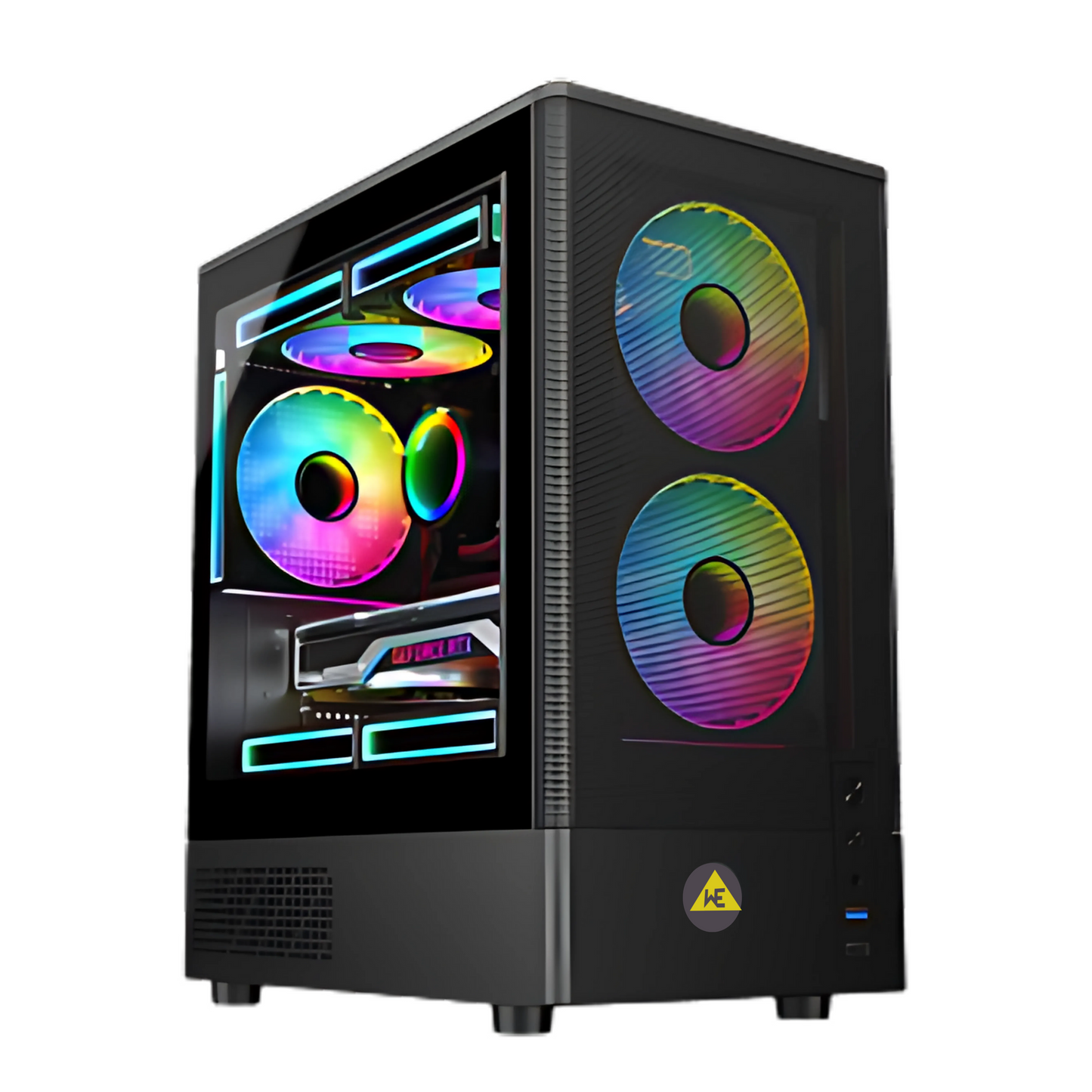 WE - RIO CABINET – 3 RGB FAN INBUILT 240 WATER COOLER SUPPORT 3.0 USB , HD AUDIO SLOT, MAGNETIC FILTER SIDE TEMPERED GLASS - 1 YEAR WARRANTY