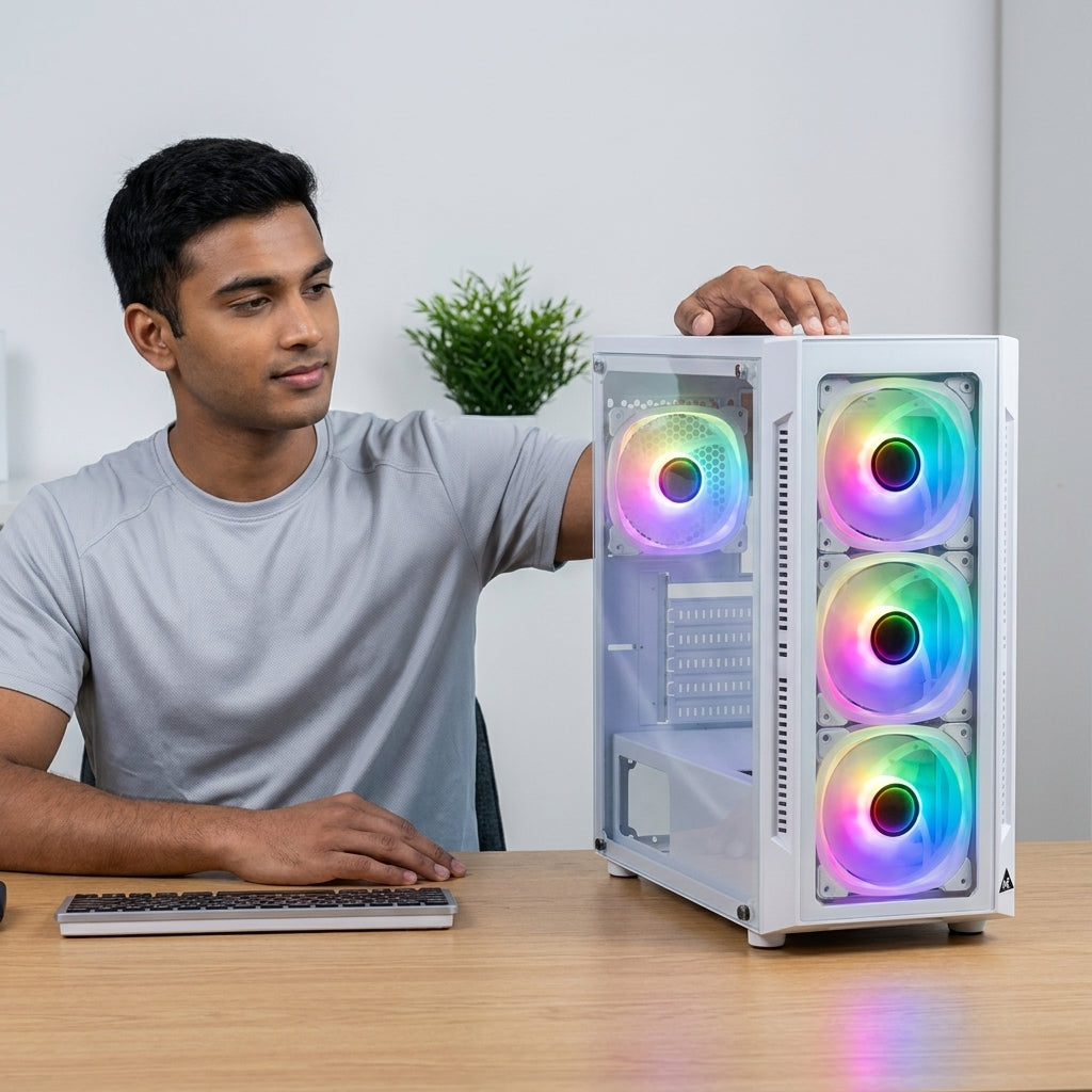 WE - AURA NX CABINET 3 RGB MESH & GLASS FRONT, USB 3.0, HD AUDIO | MIC  TEMPERED SIDE GLASS  |  1 YEAR WARRANTY