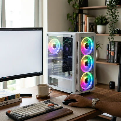 WE - AURA NX CABINET 3 RGB MESH & GLASS FRONT, USB 3.0, HD AUDIO | MIC  TEMPERED SIDE GLASS  |  1 YEAR WARRANTY