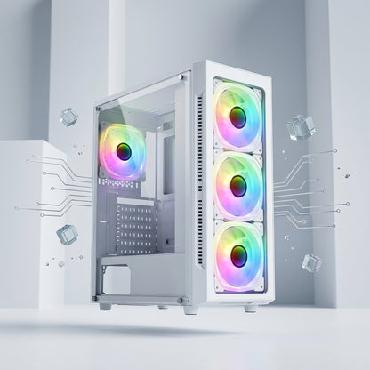 WE - AURA NX CABINET 3 RGB MESH & GLASS FRONT, USB 3.0, HD AUDIO | MIC  TEMPERED SIDE GLASS  |  1 YEAR WARRANTY