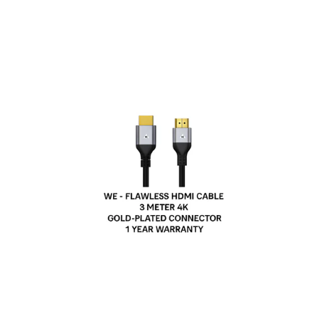WE -  FLAWLESS HDMI CABLE 3 METER 4K GOLD-PLATED  CONNECTOR  1 YEAR WARRANTY
