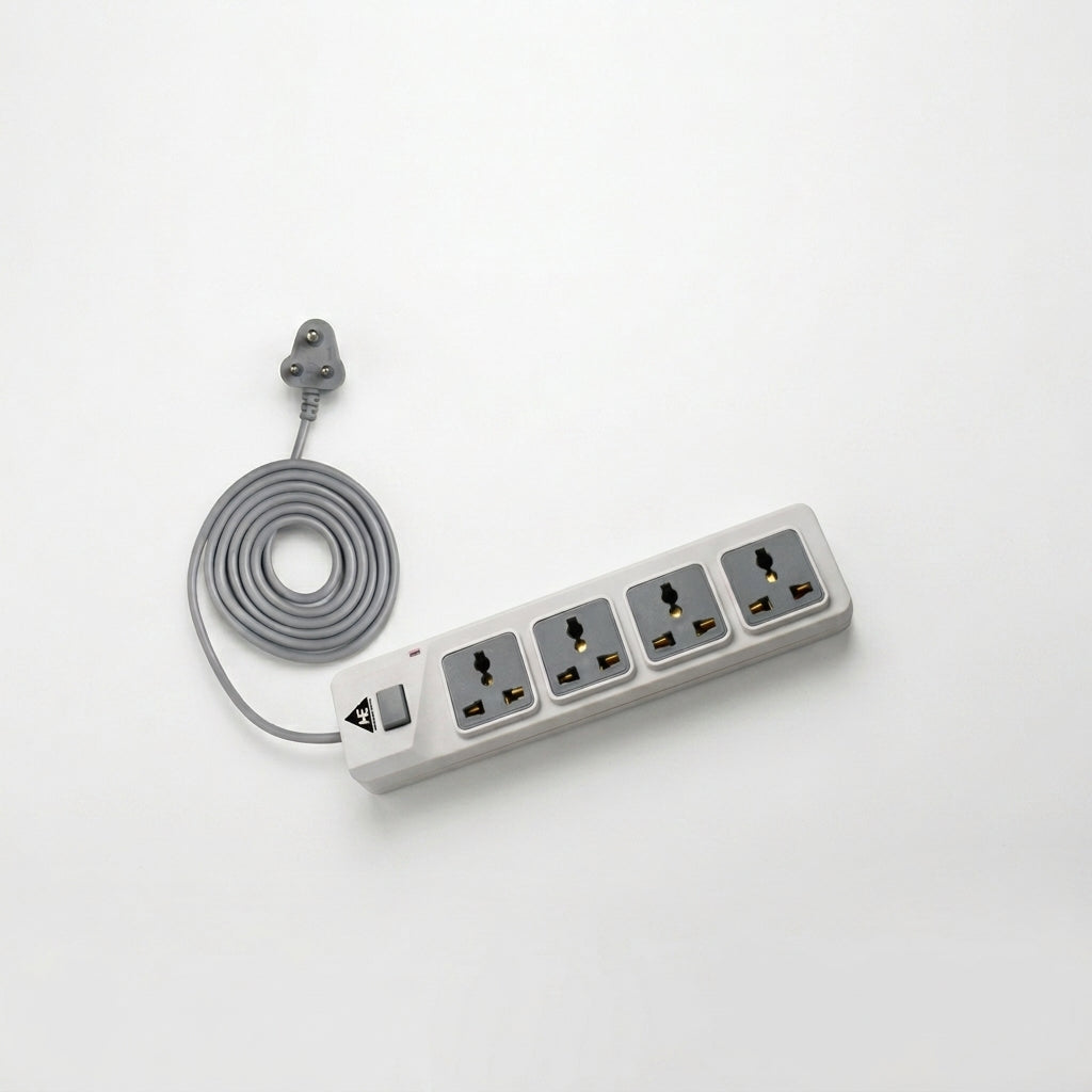 WE - HEXA POWER STRIP  4 METER COPPER CABLE 4 UNIVERSAL BRASS SOCKET 2500 WATT - WHITE  1 YEAR WARRANTY