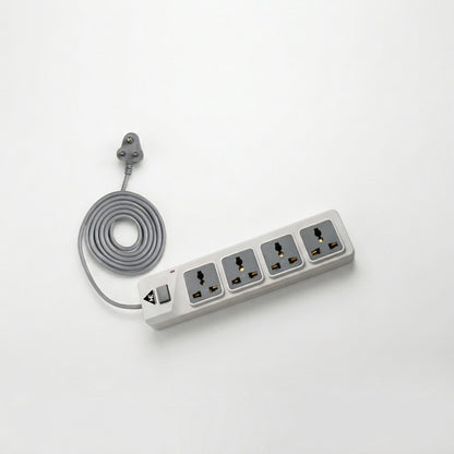 WE - HEXA POWER STRIP  4 METER COPPER CABLE 4 UNIVERSAL BRASS SOCKET 2500 WATT - WHITE  1 YEAR WARRANTY