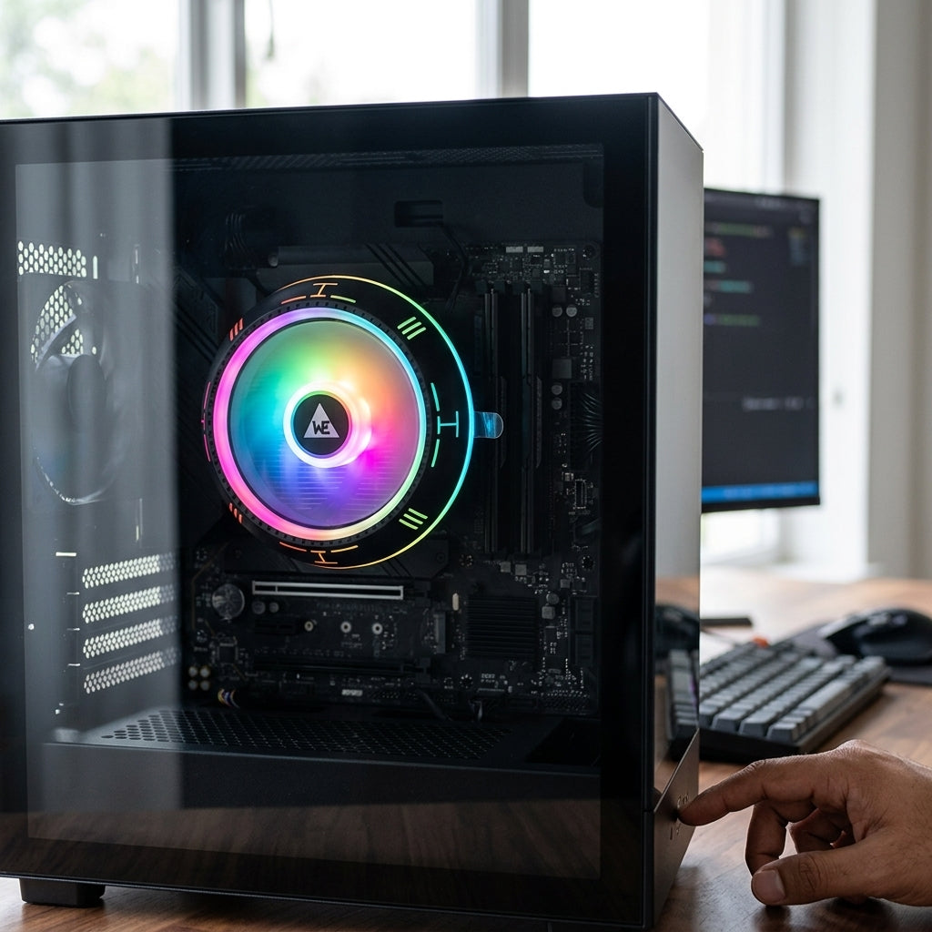 WE BEAM UFO LED CPU COOLER  90MM FAN INTEL & AMD COMPATIBILITY