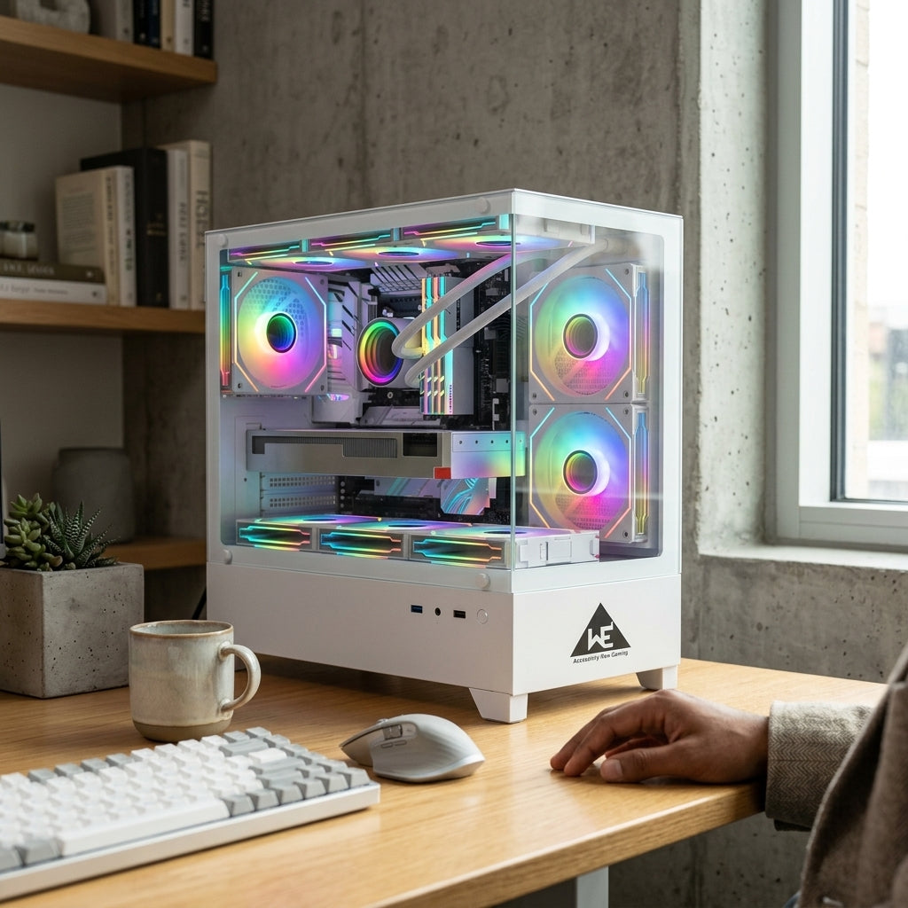 WE BERLIN PREMIUM GAMING CABINET DUAL-ZONE LAYOUT  4 INFINITY ARGB FANS  TEMPERED GLASS 360MM WATER COOLING SUPPORT TYPE C , 3.0 USB  HD AUDIO | MIC  |  1 YEAR WARRANTY