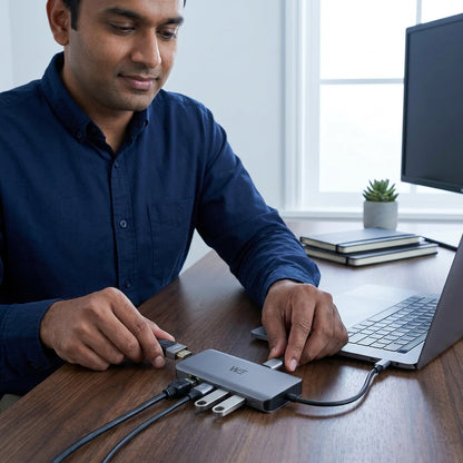 WE CHC62 6‑in‑1 Type‑C Dock with Dual 100W Power delivery, USB Hub, 4K HDMI, Ethernet – Metal Body, 1 Year Warranty