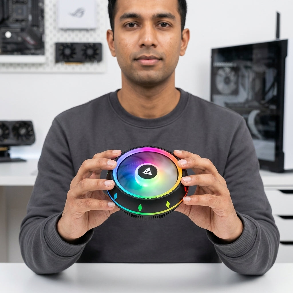 WE FLARE UFO RGB CPU COOLER 90MM FAN RGB RING INTEL & AMD COMPATIBILITY