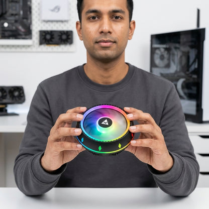 WE FLARE UFO RGB CPU COOLER 90MM FAN RGB RING INTEL & AMD COMPATIBILITY