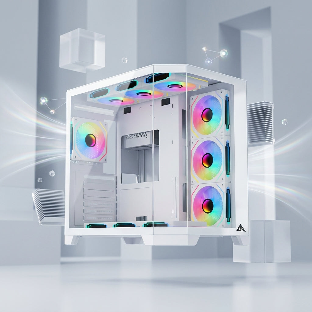 WE HELSINKI Premium Gaming Cabinet – ATX | Micro-ATX Support – Sleek Matte Finish – Enhanced Airflow – Tool-Free Build – 1 Year Warranty