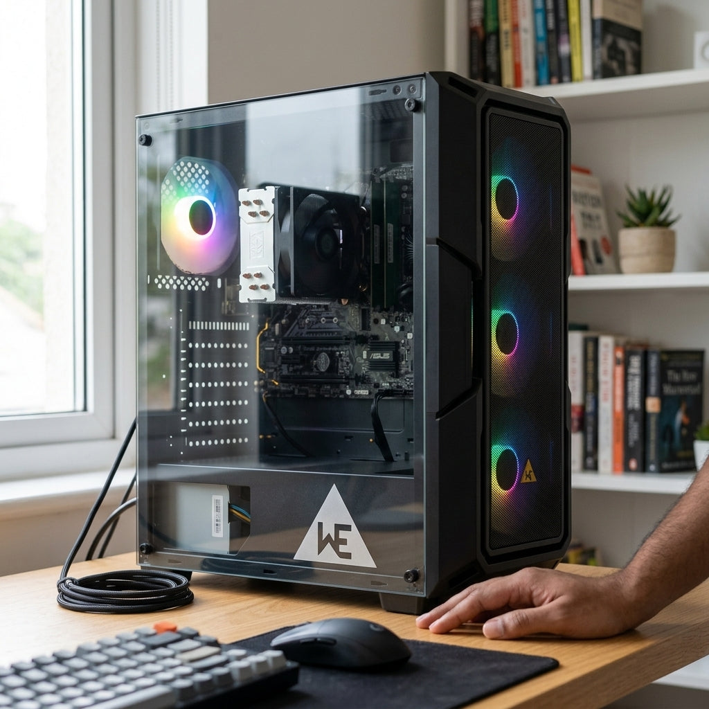 WE PHANTOM GAMING CABINET  TEMPERED GLASS SIDE PANEL  ATX | M-ATX SUPPORT 4 PRE-INSTALLED RGB FANS 240 AND 360 WATER COOLER SUPPORT MESH | GLASS FRONT