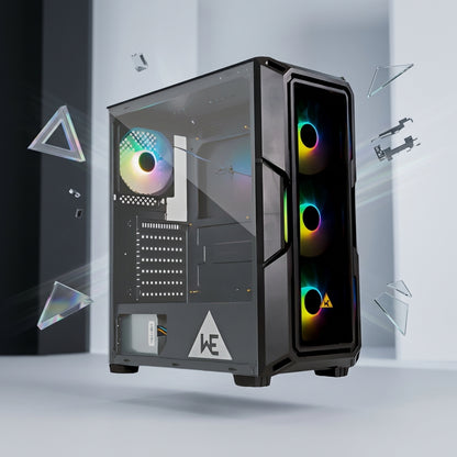 WE PHANTOM GAMING CABINET  TEMPERED GLASS SIDE PANEL  ATX | M-ATX SUPPORT 4 PRE-INSTALLED RGB FANS 240 AND 360 WATER COOLER SUPPORT MESH | GLASS FRONT
