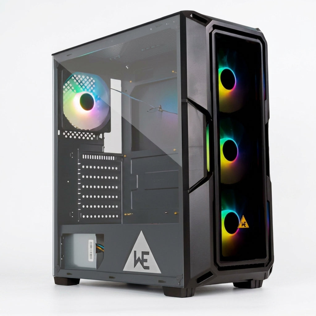 WE PHANTOM GAMING CABINET  TEMPERED GLASS SIDE PANEL  ATX | M-ATX SUPPORT 4 PRE-INSTALLED RGB FANS 240 AND 360 WATER COOLER SUPPORT MESH | GLASS FRONT