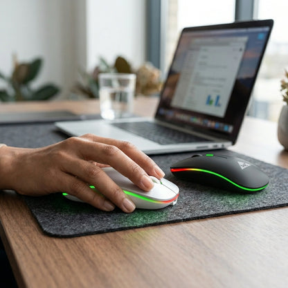 WE PROTOUCH WIRELESS MOUSE WITH BT  RGB LIGHT  ERGONOMIC SILENT CLICK  RECHARGEABLE  1 YEARS WARRANTY