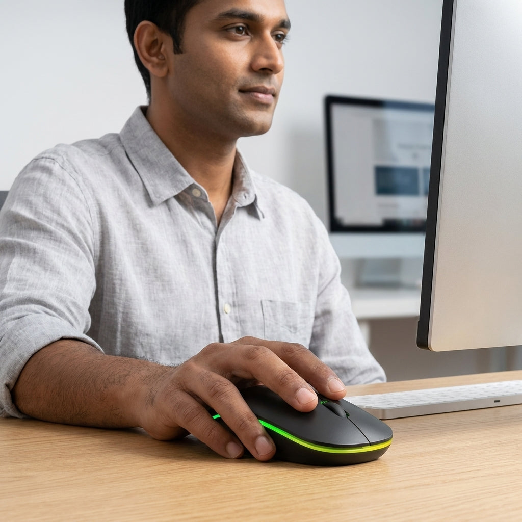 WE PROTOUCH WIRELESS MOUSE WITH BT  RGB LIGHT  ERGONOMIC SILENT CLICK  RECHARGEABLE  1 YEARS WARRANTY