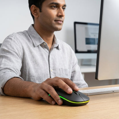 WE PROTOUCH WIRELESS MOUSE WITH BT  RGB LIGHT  ERGONOMIC SILENT CLICK  RECHARGEABLE  1 YEARS WARRANTY