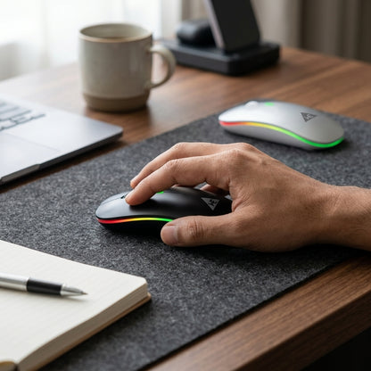 WE PROTOUCH WIRELESS MOUSE WITH BT  RGB LIGHT  ERGONOMIC SILENT CLICK  RECHARGEABLE  1 YEARS WARRANTY