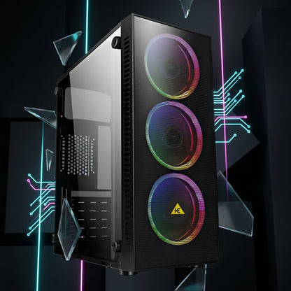 WE AURA  PREMIUM CABINET 3 RGB FAN INBUILT FRONT GLASS | MESH OPTION , BLACK & WHITE COLOR | 1 YEAR WARRANTY