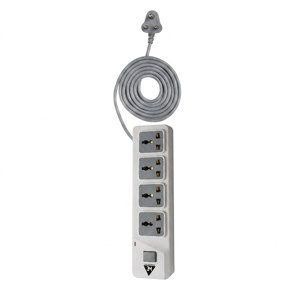 WE - HEXA POWER STRIP  2 METER COPPER CABLE 4 UNIVERSAL BRASS SOCKET 2500 WATT - WHITE  1 YEAR WARRANTY