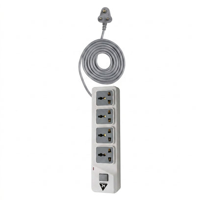 WE - HEXA POWER STRIP  2 METER COPPER CABLE 4 UNIVERSAL BRASS SOCKET 2500 WATT - WHITE  1 YEAR WARRANTY