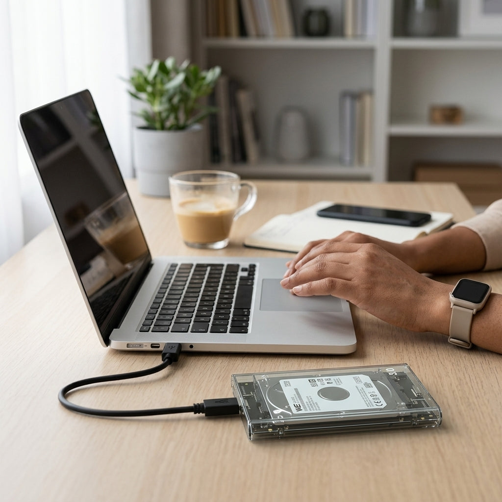 WE - P045 2.5 INCH  HDD/SSD ENCLOSURE  USB 3.0  TOOL-FREE UP TO 5GBPS - TRANSPARENT BLACK  1 YEAR WARRANTY