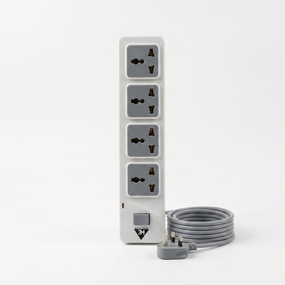 WE - HEXA POWER STRIP  4 METER COPPER CABLE 4 UNIVERSAL BRASS SOCKET 2500 WATT - WHITE  1 YEAR WARRANTY