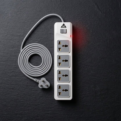 WE - HEXA POWER STRIP  2 METER COPPER CABLE 4 UNIVERSAL BRASS SOCKET 2500 WATT - WHITE  1 YEAR WARRANTY