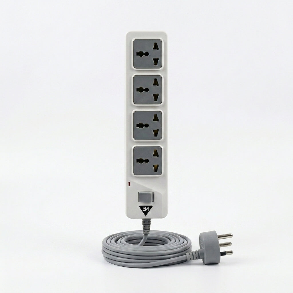 WE - HEXA POWER STRIP  2 METER COPPER CABLE 4 UNIVERSAL BRASS SOCKET 2500 WATT - WHITE  1 YEAR WARRANTY