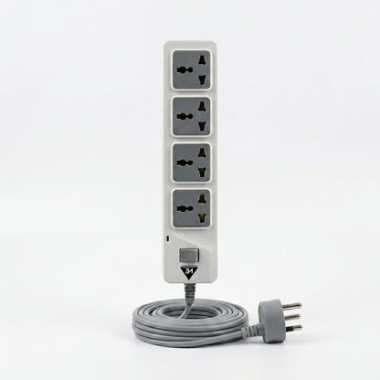 WE - HEXA POWER STRIP  2 METER COPPER CABLE 4 UNIVERSAL BRASS SOCKET 2500 WATT - WHITE  1 YEAR WARRANTY