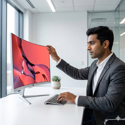 WE PIXELS 24FHD CURVED FRAMELESS LED MONITOR  FULL HD  BUILT-IN SPEAKERS 100HZ WHITE  3 YEARS WARRANTY